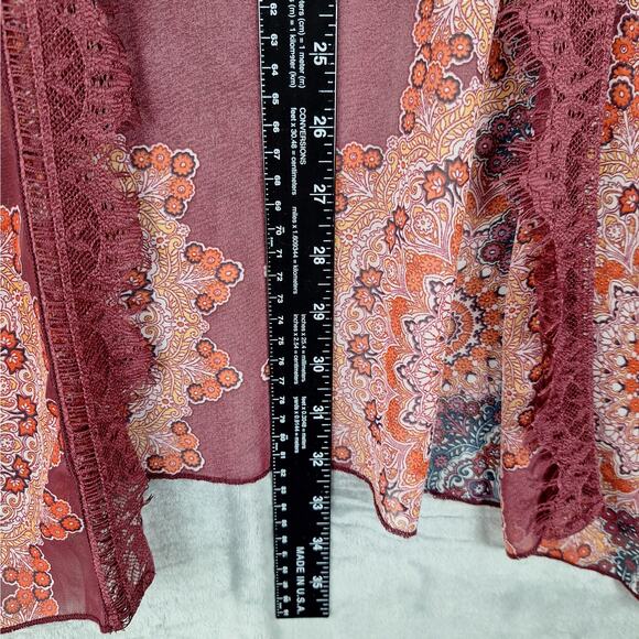 Womens Kimono Medium Large Boho Hippie Retro Festival Open Duster Floral Sheer - Picture 5 of 6